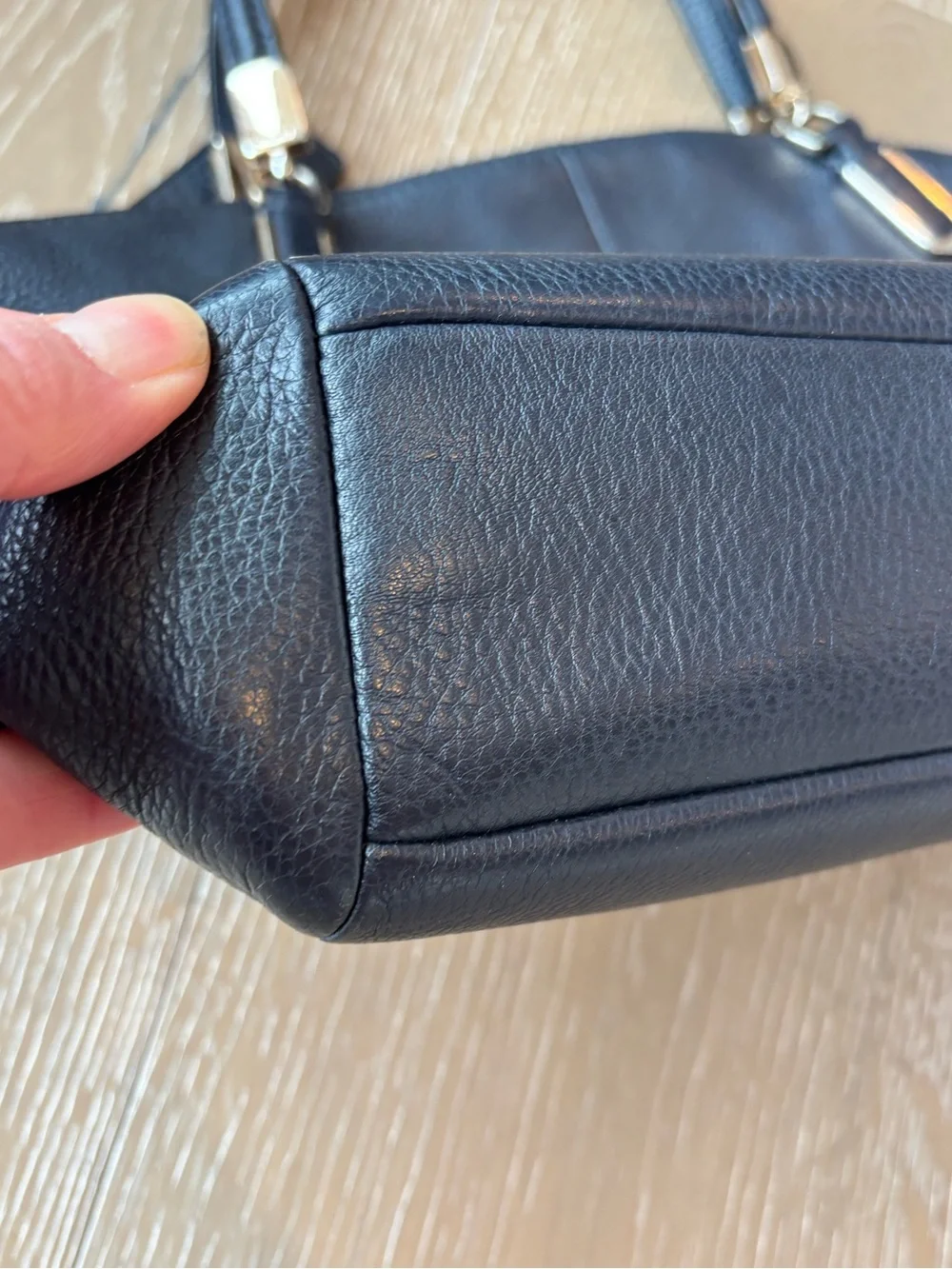 Coach Navy Kelsey Pebbled Leather Shoulder/Hand Tote with Gold Hardware